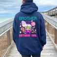 Brother Of The Birthday Girl Candyland Candy Birthday Women Oversized Hoodie Back Print Navy Blue
