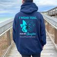 Butterfly For My Daughter Support Cervical Cancer Awareness Women Oversized Hoodie Back Print Navy Blue