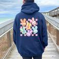 Candy Sweet Bunny Bible Christian Easter Day Girl Boy Women Oversized Hoodie Back Print Navy Blue
