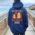 Can't Expect To Become Big Sister Hedgehog Women Oversized Hoodie Back Print Navy Blue