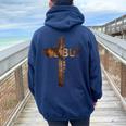 I Can't But I Know A Guy Christian Cross Faith Religious Women Oversized Hoodie Back Print Navy Blue