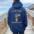 I Can't But I Know A Guy Jesus Cross Christian Believer Women Oversized Hoodie Back Print Navy Blue