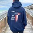 I Can't But I Know A Guy Jesus Cross Christian Believer Women Oversized Hoodie Back Print Navy Blue