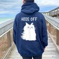 Cat Themed For Meow Cat Hiss Off Women Oversized Hoodie Back Print Navy Blue