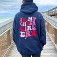 In My Cheer Girl Era Groovy Cheerleader Cheerleading Girl Women Oversized Hoodie Back Print Navy Blue