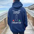 Chess Is Calling I Must Go Player Master Women Women Oversized Hoodie Back Print Navy Blue
