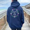 Christian Daughter Of A King Floral Wreath Bible Quote Women Oversized Hoodie Back Print Navy Blue