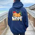 Christmas Chow Chow Nope Lazy Dog Boys Girls Clothing Women Oversized Hoodie Back Print Navy Blue