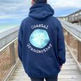 Coastal Grandmother Coastal Living Coastal Style Women Oversized Hoodie Back Print Navy Blue