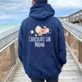 Colored Saying Chocolate Lab Mama Women Oversized Hoodie Back Print Navy Blue