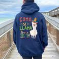 Como Se Llama Cinco De Mayo Mexican Women Oversized Hoodie Back Print Navy Blue