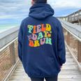 Cool Groovy Flower Field Day Bruh School Field Trip Women Oversized Hoodie Back Print Navy Blue