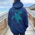 Costa Rica Sea Turtle Retro Boy Girl Vacation Souvenir Women Oversized Hoodie Back Print Navy Blue