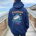 Countdown Is Over It's Cruise Time Husband Wife Women Oversized Hoodie Back Print Navy Blue
