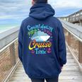 Countdown Is Over It's Cruise Time Cruise Ship Women Oversized Hoodie Back Print Navy Blue