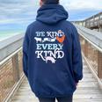 Cow Chicken Pig Support Kindness Animal Equality Vegan Women Oversized Hoodie Back Print Navy Blue