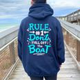 Cruise Rule 1 Don't Fall Off The Boat Women Oversized Hoodie Back Print Navy Blue