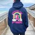 Crushing Into 3Rd Grade Dabbing Unicorn Back To School Girls Women Oversized Hoodie Back Print Navy Blue