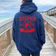 Cupid University Valentine's Day Graphic Women Oversized Hoodie Back Print Navy Blue