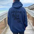 Cute Band Mom For Rocking The Band Mom Life Women Oversized Hoodie Back Print Navy Blue