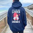 Cute Girl Gnome Just A Girl Who Loves Gnomes Women Oversized Hoodie Back Print Navy Blue