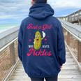 Cute Just A Girl Who Loves Pickles Pickles Lovers Girl Women Oversized Hoodie Back Print Navy Blue