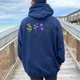 Cute Non-Binary Flowers Lgbtq Pride Floral Lgbt Nonbinary Women Oversized Hoodie Back Print Navy Blue