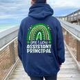 Cute One Lucky Assistant Principal Rainbow St Patrick’S Day Women Oversized Hoodie Back Print Navy Blue