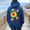 The Dabbing Avocado Plant Green Food Lover Women Oversized Hoodie Back Print Navy Blue