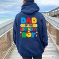 Dad Of The Birthday Boy Game Gaming Dad And Mom Family Women Oversized Hoodie Back Print Navy Blue