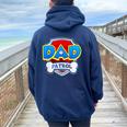 Dad Of The Birthday Boy Girl Dog Paw Family Matching Women Oversized Hoodie Back Print Navy Blue