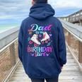 Dad Of The Birthday Girl Rolling Skate Family Bday Party Women Oversized Hoodie Back Print Navy Blue