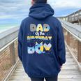 Dad And Mom Birthday Boy Dog Family Matching Women Oversized Hoodie Back Print Navy Blue