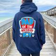 Dad And Mom Of The Birthday Boy Dog Paw Family Matching Women Oversized Hoodie Back Print Navy Blue
