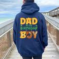 Dad And Mom Birthday Boy Lion Family Matching Women Oversized Hoodie Back Print Navy Blue