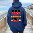 Dad And Mom Birthday Boy Mouse Family Matching Women Oversized Hoodie Back Print Navy Blue