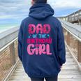 Dad And Mom Birthday Girl Family Matching Women Oversized Hoodie Back Print Navy Blue