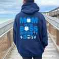 Dad And Mom Of The Boss Birthday Boy Baby Family Party Decor Women Oversized Hoodie Back Print Navy Blue