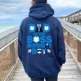 Dad And Mom Of The Boss Birthday Boy Baby Family Party Women Oversized Hoodie Back Print Navy Blue