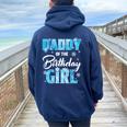 Daddy Of The Birthday Girl Family Snowflakes Winter Party Women Oversized Hoodie Back Print Navy Blue
