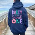 Daddy Of The Sweet One Dad 1St Birthday Girl Donut Party Women Oversized Hoodie Back Print Navy Blue