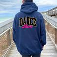 Dance Mom Leopard Dancing Mom Life Girls Dancer Women Oversized Hoodie Back Print Navy Blue