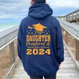 My Daughter Mastered It Class Of 2024 Masters Graduation Women Oversized Hoodie Back Print Navy Blue