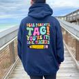 Dear Parents Tag You're It Teacher Summer Vacation Women Oversized Hoodie Back Print Navy Blue