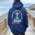 I Have Decided To Follow Jesus Baptized Christian Baptism Women Oversized Hoodie Back Print Navy Blue