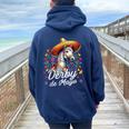 Derby De Mayo For Horse Racing Mexican Women Oversized Hoodie Back Print Navy Blue
