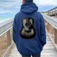 Distressed Acoustic Guitar Vintage Player Rock & Roll Music Women Oversized Hoodie Back Print Navy Blue