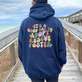 Dog Mom Rescue It's A Good Day To Adopt Rescue Foster Women Oversized Hoodie Back Print Navy Blue