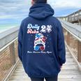 Dolly And Reba 2024 Make America Fancy Again Messy Bun Women Oversized Hoodie Back Print Navy Blue