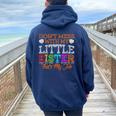 Don't Mess With My Little Sister That's My Job Women Oversized Hoodie Back Print Navy Blue